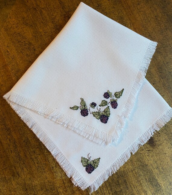 Blackberries Counted Cross Stitch Bread Cloth Etsy