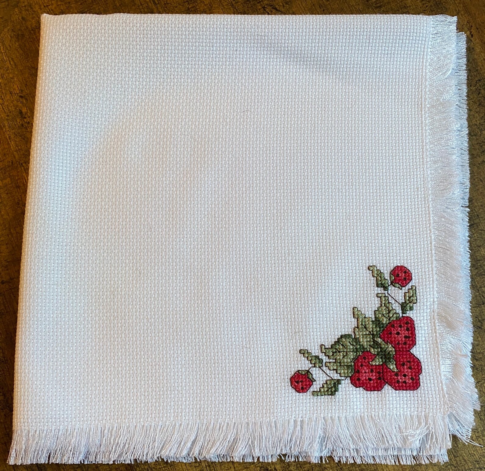 Strawberries Counted Cross Stitch Bread Cloth Etsy