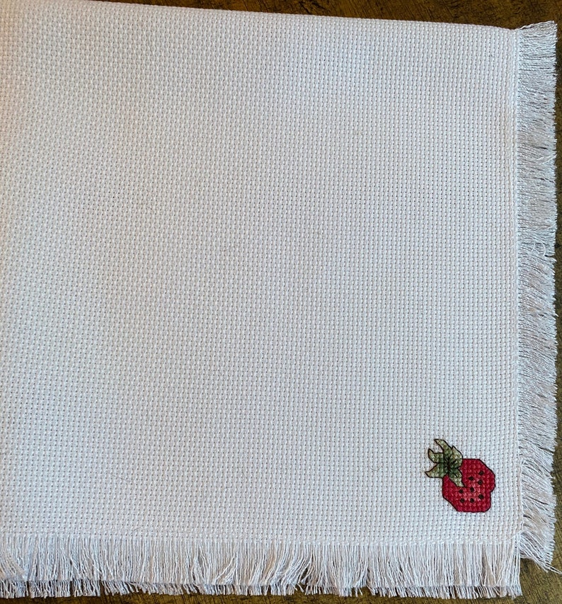 Strawberries Counted Cross Stitch Bread Cloth Etsy