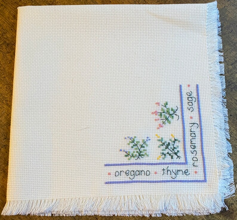 Kitchen Herbs Counted Cross Stitch Bread Cloth Etsy
