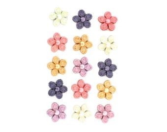 Pearl Flowers Buttons Novelty Collection, Dress It UP Buttons, Cute Flower Button Embellishments, Cabochons, Jesse James Craft Buttons