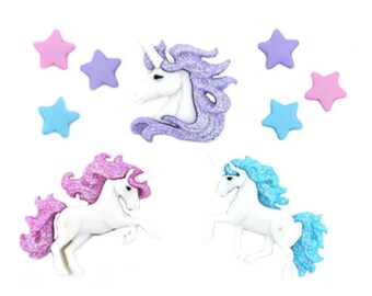 Fantasy Unicorns Buttons PURPLE Shank Back Once Upon A Time Jesse James Dress It Up Buttons 1324
