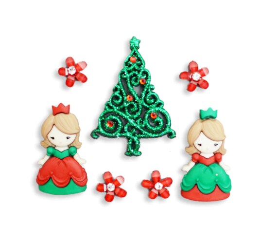 Christmas Princesses Dress It Up Novelty Buttons: Holiday Embellishments