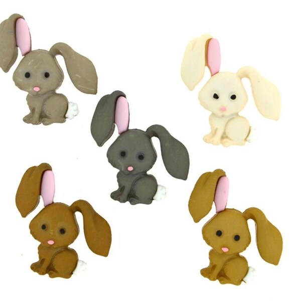 Hop Hop Bunny Novelty Button Collection,  Dress It Up Buttons, Cabochons, Bunny Buttons, Jesse James Buttons, , Cute Button Embellishments