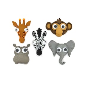 Life&#39;s A Zoo Novelty Button Collection, Dress It Up Buttons, Cute Zoo Animal Button Embellishments, Cabochons, Jesse James Craft Buttons