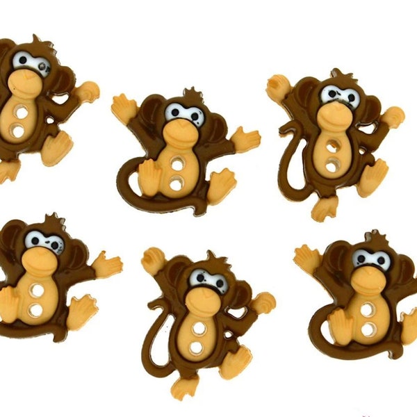 Niedliche Monkeys Novelty Button Kollektion, Dress It Up Buttons, Niedliche Affen Knopf Verzierungen, Cabochons, Jesse James Craft Buttons
