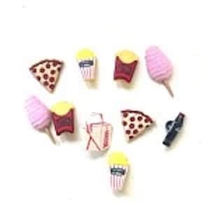 Snack Attack Novelty Button Collection, Dress It Up Buttons, Cute Snack Food Button Embellishments, Cabochons, Jesse James Craft Buttons