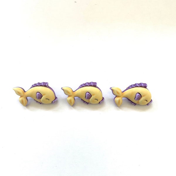 Yellow Fish Novelty Button Collection, Cabochons, Buttons Galore, Bee Buttons, Craft Embellishments, Cute Buttons, Fish Button