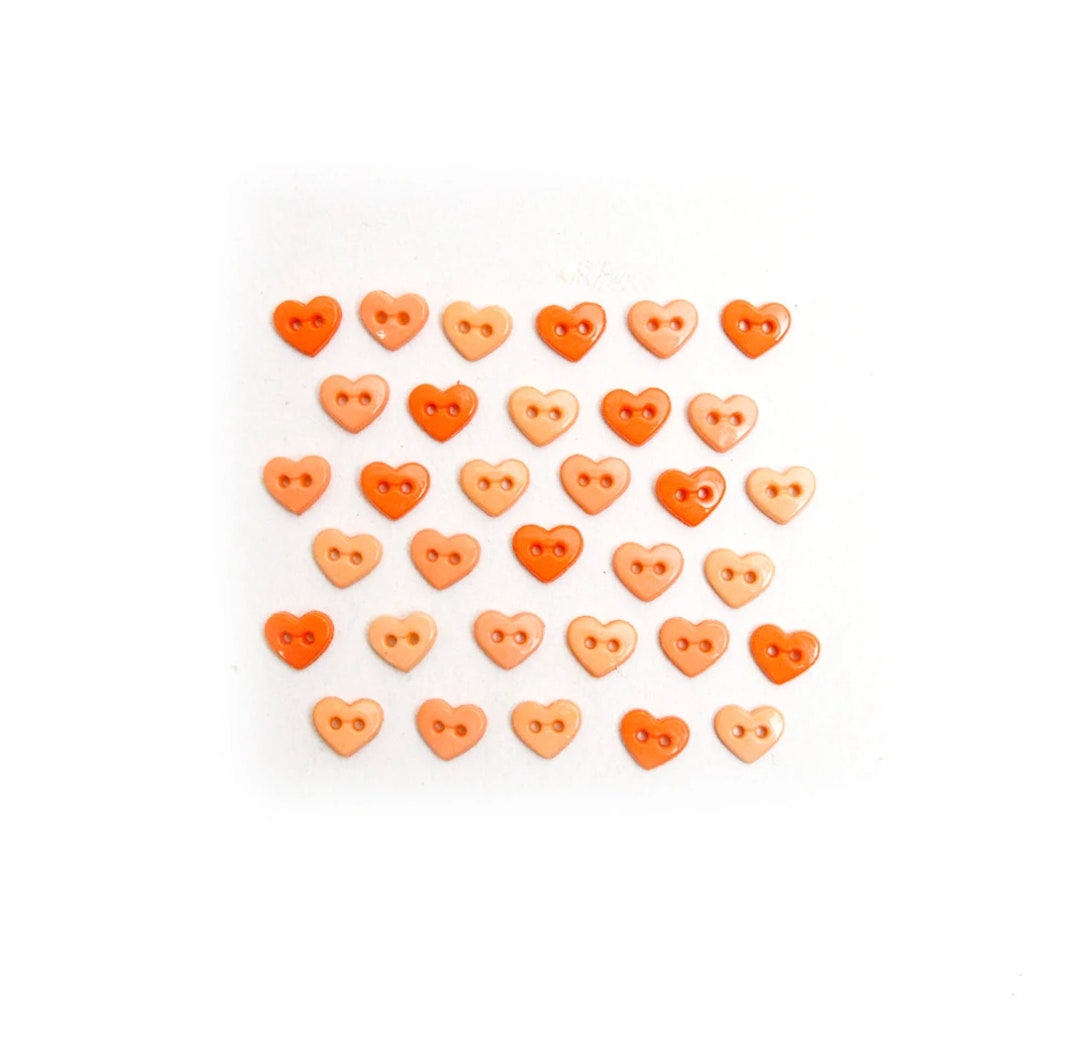 Micro Hearts Peach Novelty Button Collection Dress It up Etsy