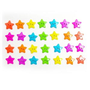 Star Brights Novelty Button Collection, Dress It Up Buttons, Cute Neon Star Button Embellishments, Cabochon, Jesse James Craft Button