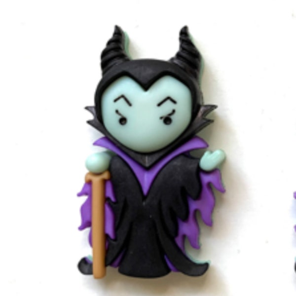 Disney Maleficent Novelty Button Collection, Cute Disney Villain Button Embellishment, Cabochons, Jesse James Craft Buttons