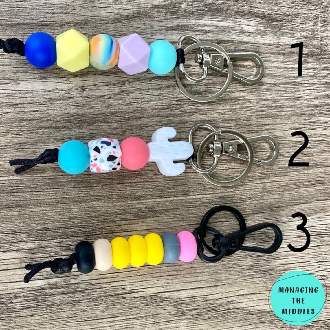 Keychain Beaded Keychains Silicone Bead Keychain Matching Etsy