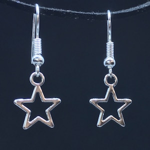 Star Silver Drop Earrings