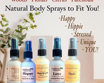 Spray corpo naturale in flacone di vetro satinato da 2 once per il tuo profilo di profumo unico