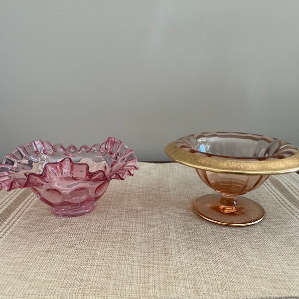 Pink Glass Bowls | Candy bowl | Pink Depression Glass Bowl