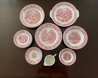 Vintage Memory Lane Red Transferware | Pink Transferware