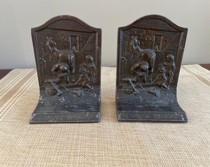 Vintage Metal Bookends for Heavy Books the Village Blacksmith Antique
