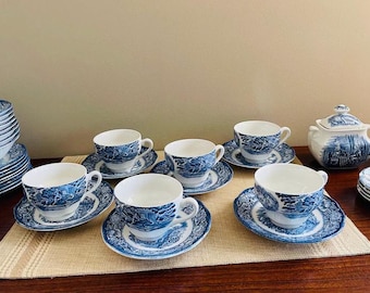 Liberty Blue Transferware | Vintage blue and white dinnerware