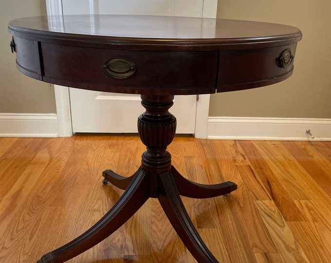 Vintage Drum Table With Drawer Shipping is Not Available Outside of