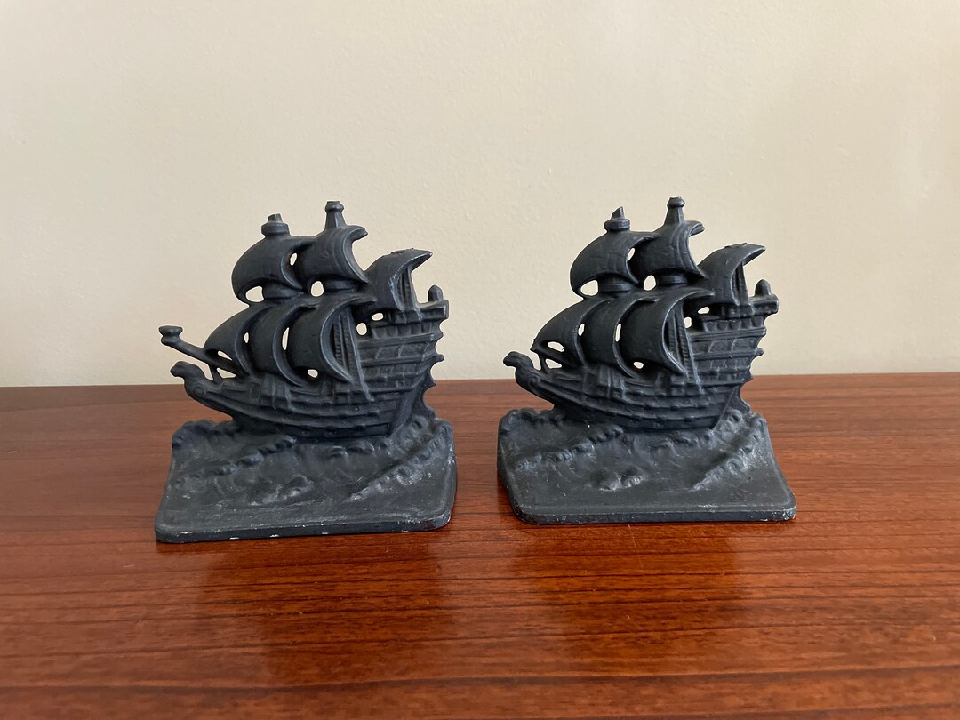 Vintage Ship Bookends Cast Iron Bookends for Heavy Books Etsy