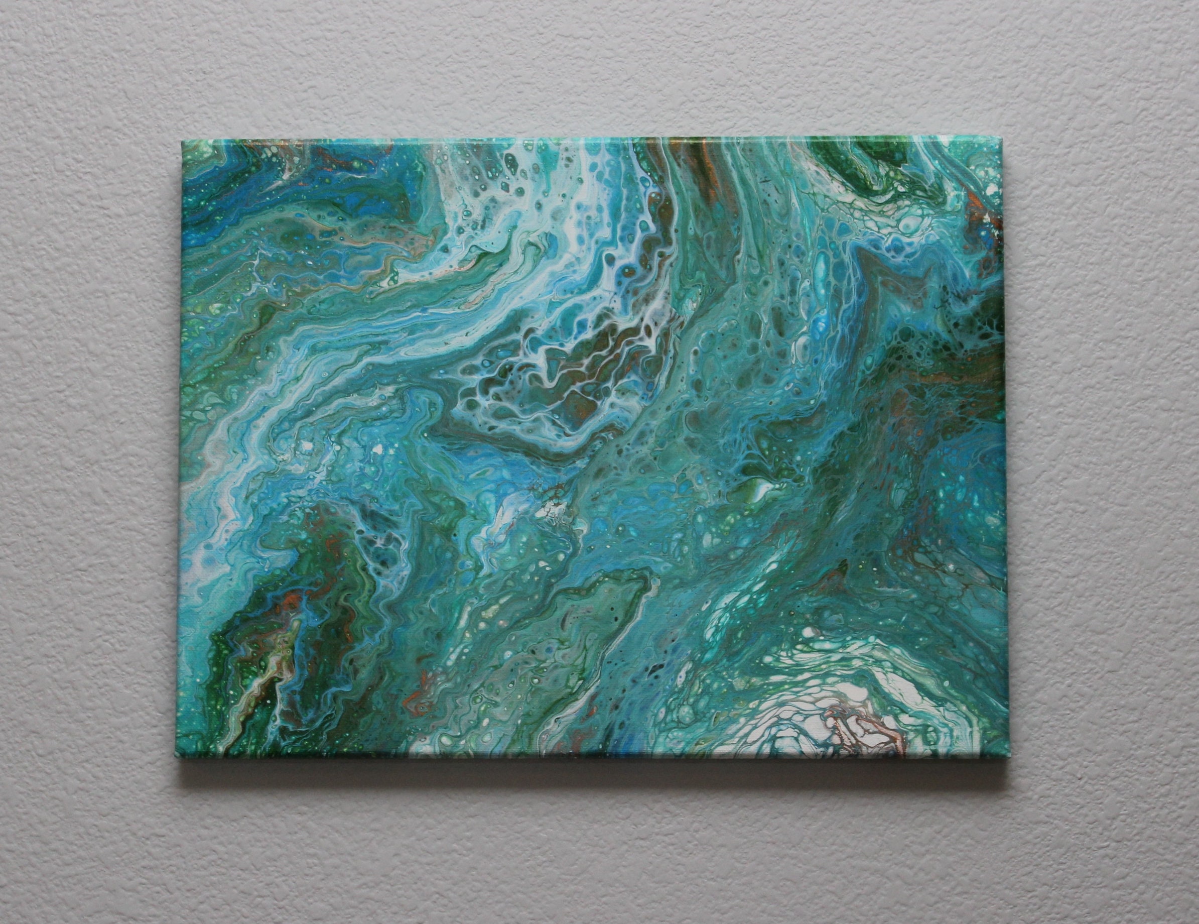 Acrylic Pour Painting On 16 X 12 Inch 40 6 Cm X 30 4 Cm Etsy