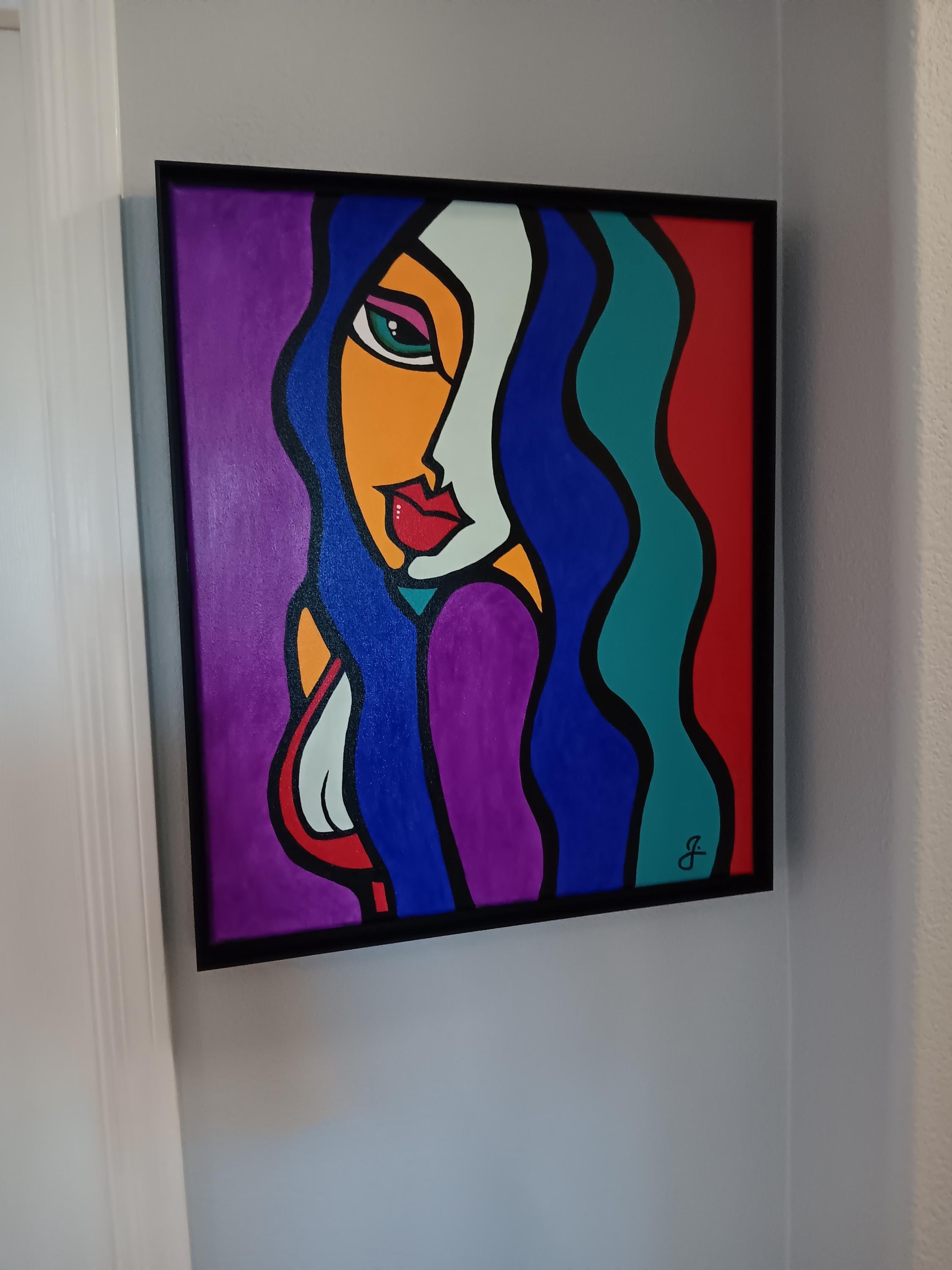 A Colorful 20 X 24 Inch Framed Abstract Acrylic Painting Titled