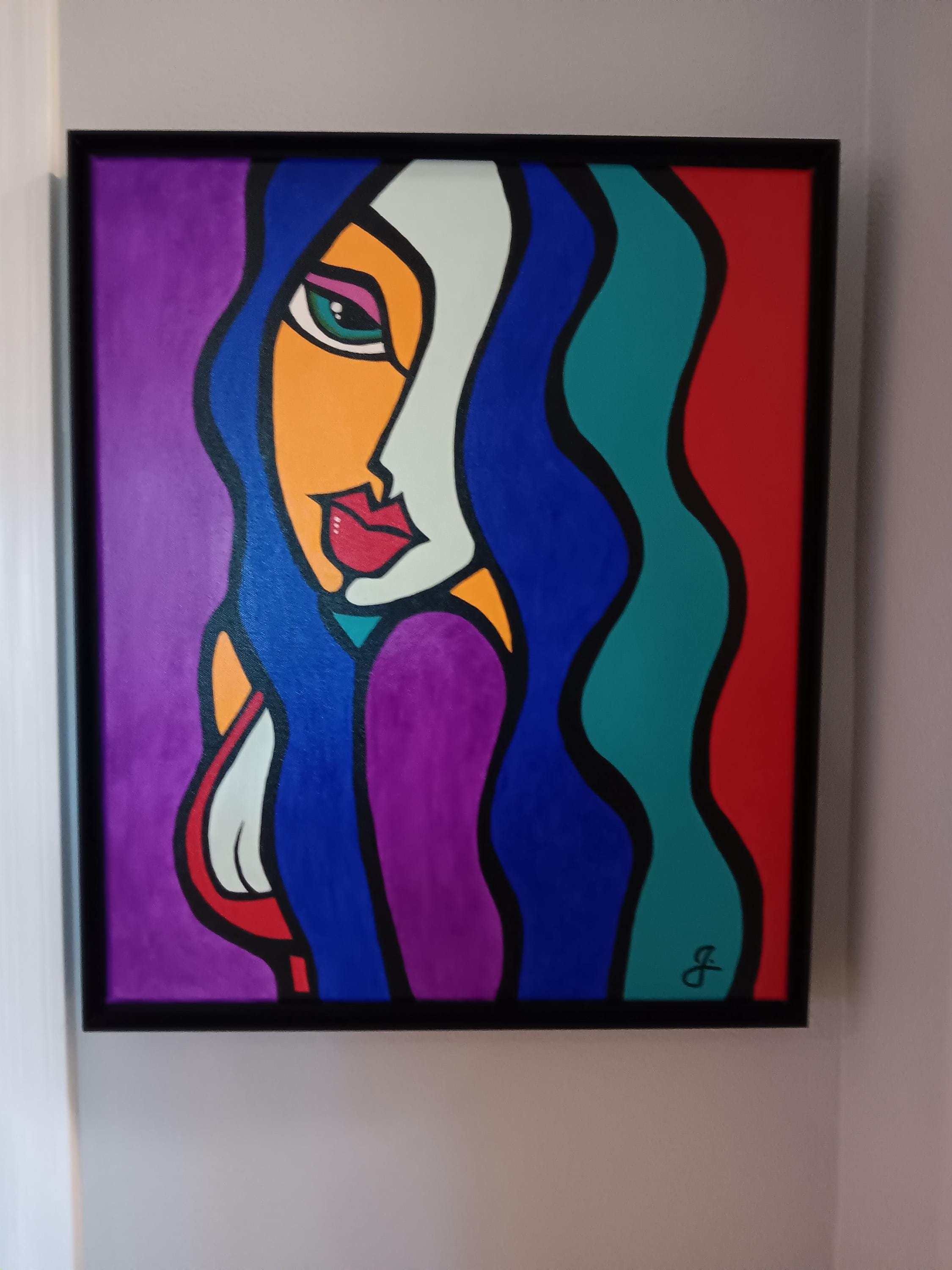 A Colorful 20 X 24 Inch Framed Abstract Acrylic Painting Titled