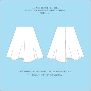Circle Skirt Sewing Pattern - Graded Sizes 0-16 - skirt pattern pdf, half circle skirt pattern, skater skirt pdf, mini/midi skirt size 0-16