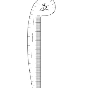 Digital Styling Ruler with Hip Ruler, Armhole Ruler, 1x16 Design ruler with 1/8&quot; grid spacing, Curved Ruler, Fashion Ruler