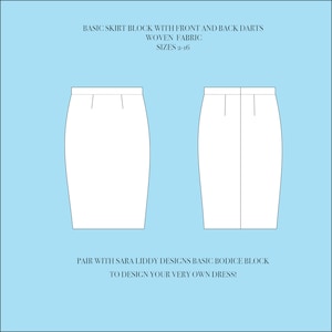 Pencil Skirt Sewing Pattern, Sewing Block, Graded Pattern, US Size 2-16, Built to Customize - skirt pattern pdf, mini skirt