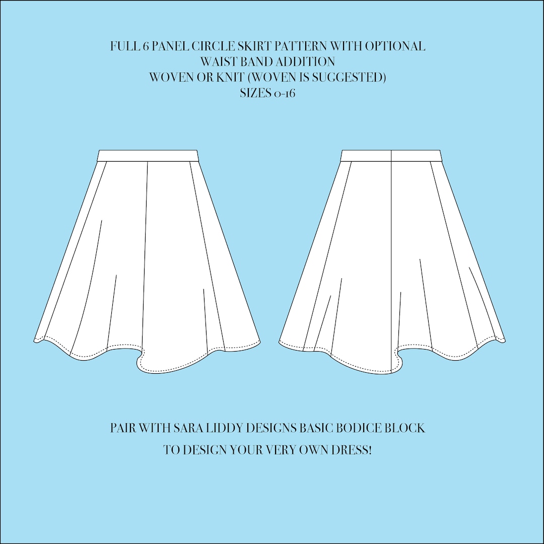 Full Circle Skirt With 6 Panels Sewing Pattern Graded Sizes 0 16 Skirt Pattern Pdf Circle Skirt Pattern Skater Skirt Pdf Size 0 16 Etsy