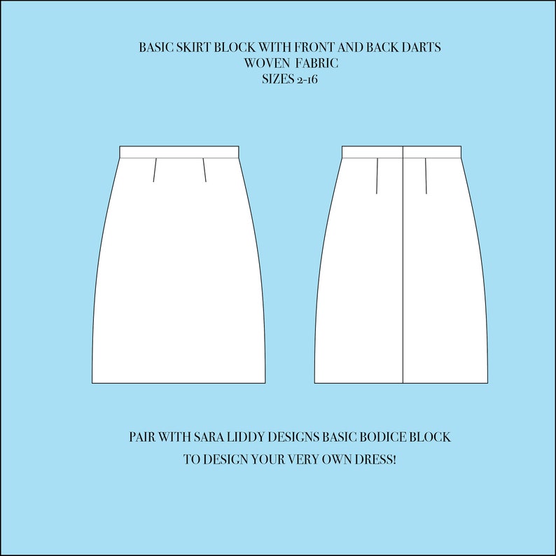 Basic Skirt Block Sewing Pattern Sewing Block Graded - Etsy