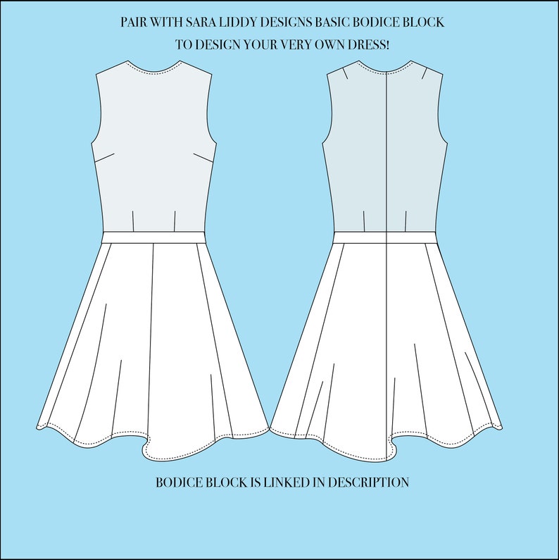 Full Circle Skirt With 6 Panels Sewing Pattern Graded Sizes Etsy