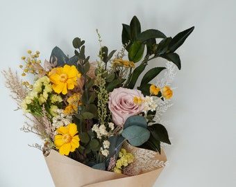 Honey and Mauve Dried Flower Bouquet