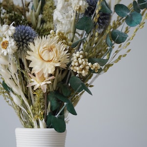 Emerald Clover & Cloud Bouquet / Green and Ivory Bouquet / Sustainable Decor / Minimalist Floral Design/ Natural Aesthetic Decor