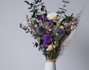 Lavender & Lilac Dried Flower Bouquet, Elegant Home Decor