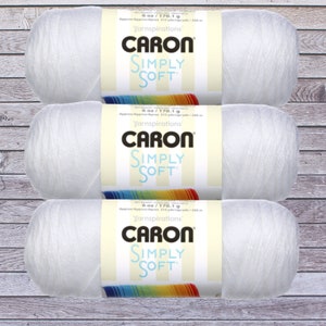 White Yarn  Caron Simply Soft (3-Pack) 100% Acrylic Yarn Solids WHITE 6oz/170g Crochet & knitting Color H97003-9701