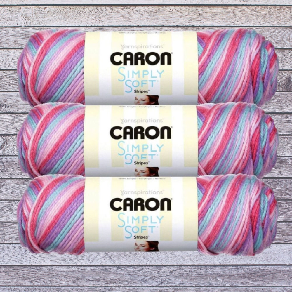 Times Square 3-pack Caron Simply Soft Stripes 100% Acrylic Yarn 5 Oz.  Skeins 19006 Knit Crochet 