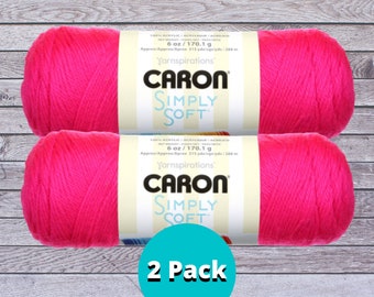 Watermelon Yarn Skeins Caron Simply Soft Neon Pink Yarn (2-Pack) H9700B-9604 Knit Crochet Projects