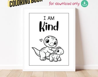 FOR DOWNLOAD ** Dinosaur Affirmations for Kids - Bundle of 10 Designs - Printable Coloring Designs - Perfect for Kids and Adults