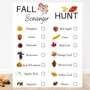 Download Only - Herfst /Herfst Scavenger Outdoor Fun Educatieve Activiteit voor kinderen - Engels in PNG