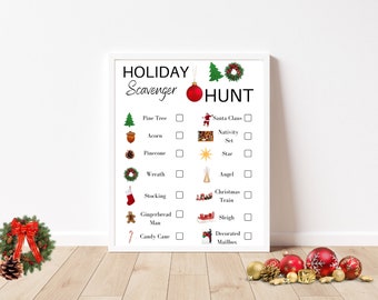 Download Only - Holiday Scavenger Outdoor Fun Educational Activity for Kids - English in PNG