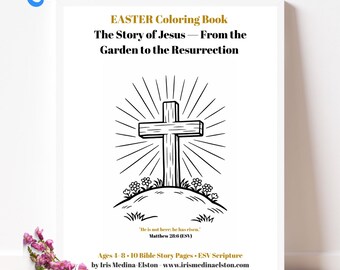 Easter Bible Story Coloring Book for Kids | Resurrection Story Printable for Sunday School | Ages 4-8 Instant Download