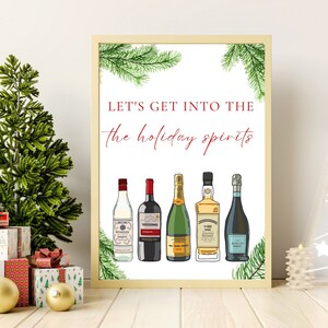 クリスマス バー カート サイン、「ホリデー気分を盛り上げよう」、ホリデー デジタル ダウンロード、クリスマス カクテル