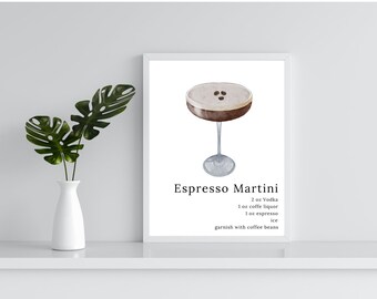 Espresso Martini Print, Bar Cart Sign, Espresso Martini Digital Download