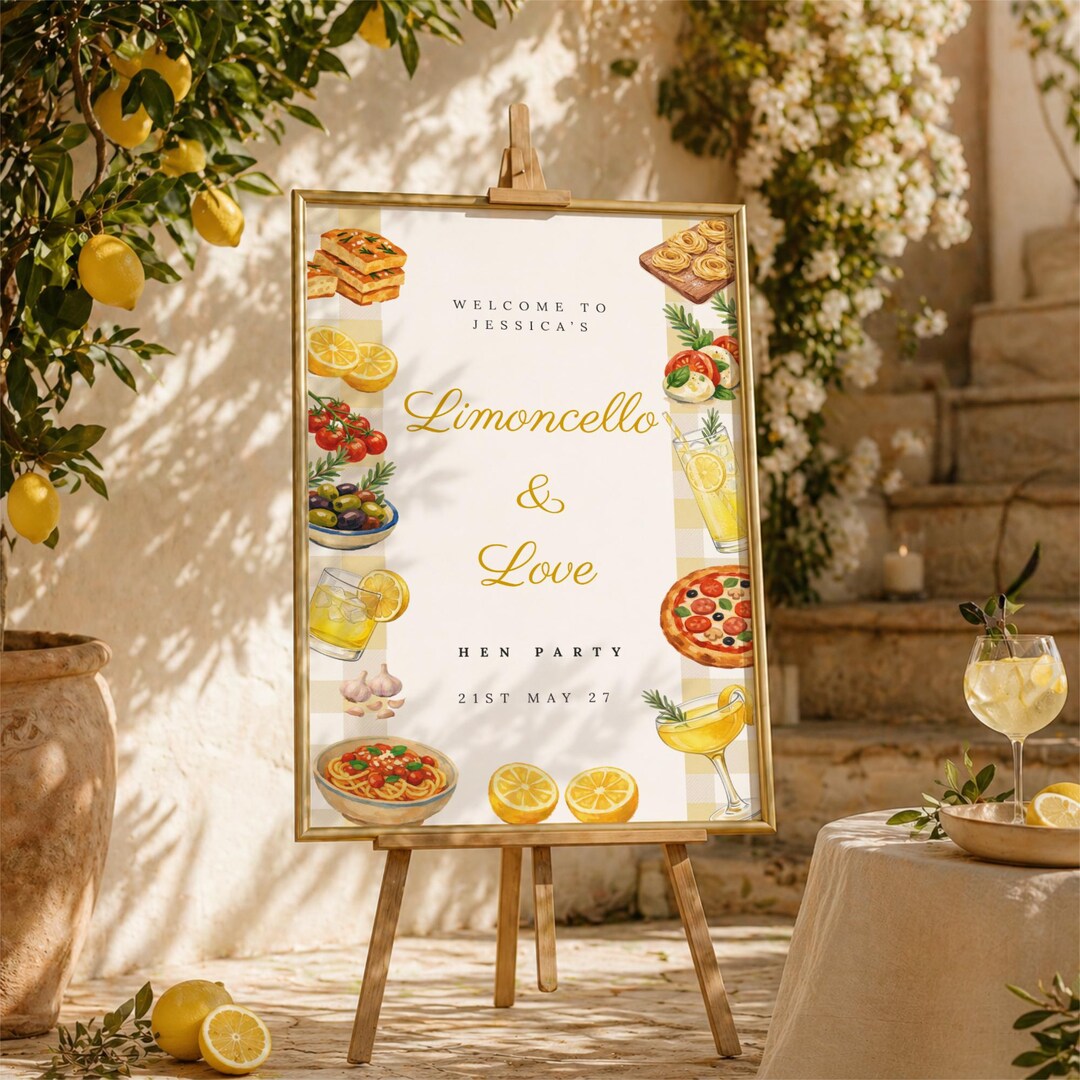 Limoncello Sign Limoncello Hen Party Welcome Sign, Italian Bridal Shower Decor, Lemon ...