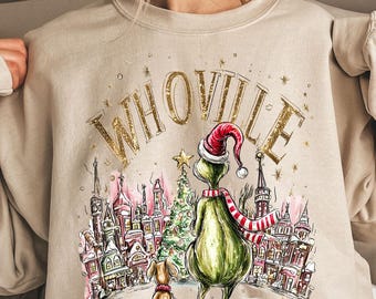 Retro Grinch Christmas Sweatshirt: Cosy Holiday Pullover #454