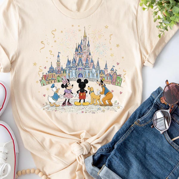 Mickey and Friends Castle Shirt, Happiest Place Family Vacation Tee 1148
