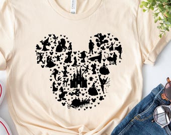 Mickey Silhouette Disney Princess T-Shirt, Unisex
