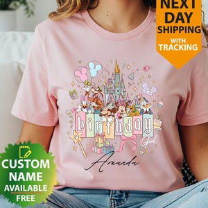 Mickey Friends Castle Birthday Girl Shirt, Disneyland Magic Kingdom Trip Tee~1153